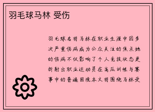 羽毛球马林 受伤